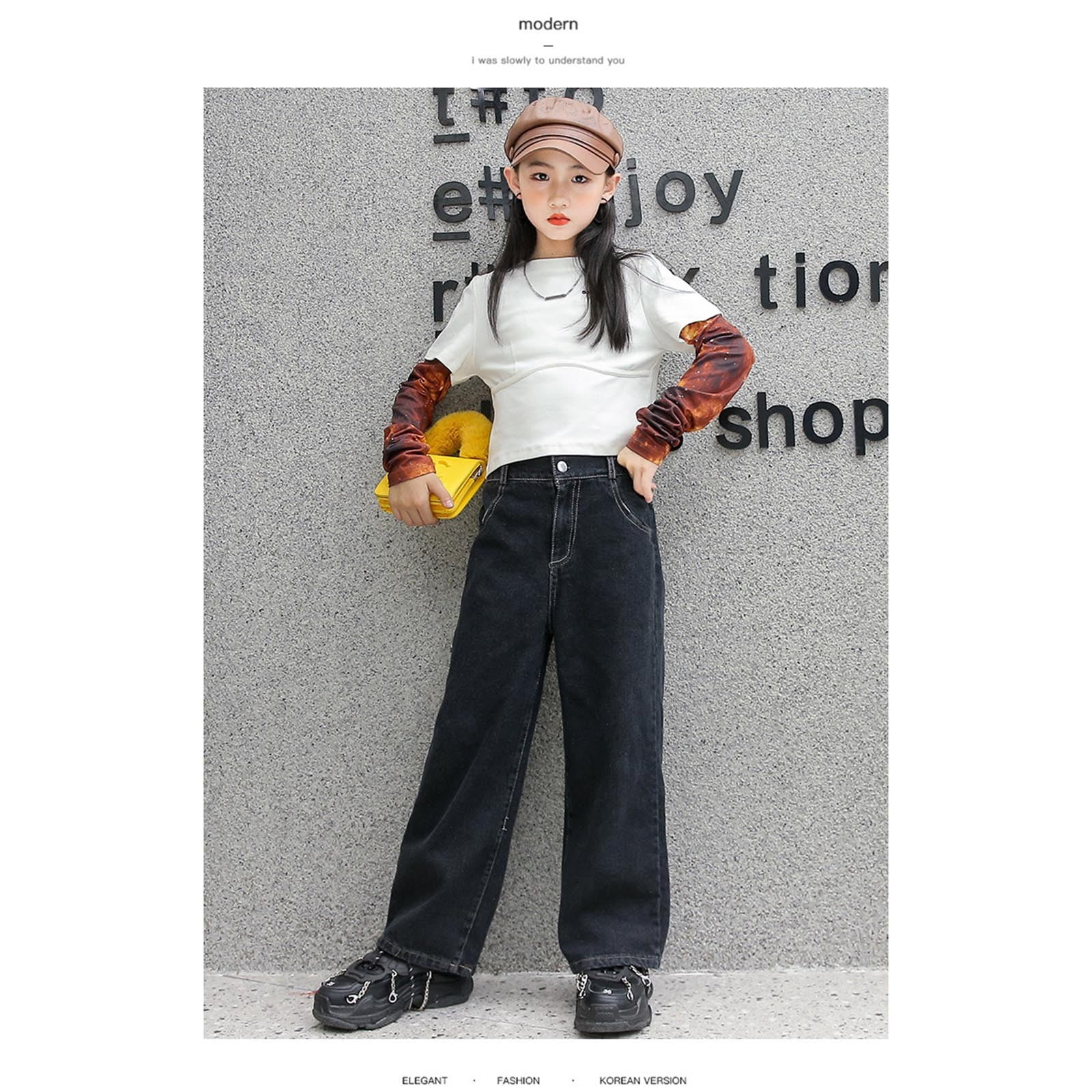 Jeans Baggy Pour Enfants Et Filles, Pantalon Décontracté En Denim à Jambe Large Et Taille Haute, Taille 5 à 14 Ans Shorts Fille 8 Ans (Blue, 5-6