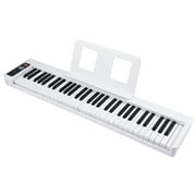 walmeck Multifunctional Electronic Organ, 61-Key Sensitive Piano Keyboard, LCD Display, Rechargeable Battery, BT Connectivity,White