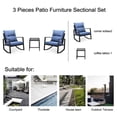 thumbnail image 4 of 3 Piece Patio Furniture Set, Patio Table and Rattan Outdoor Rocking Chairs Set of 2, Outdoor Bistro Conversation Set for Garden, Balcony, Poolside, Backyard, Blue, 4 of 6