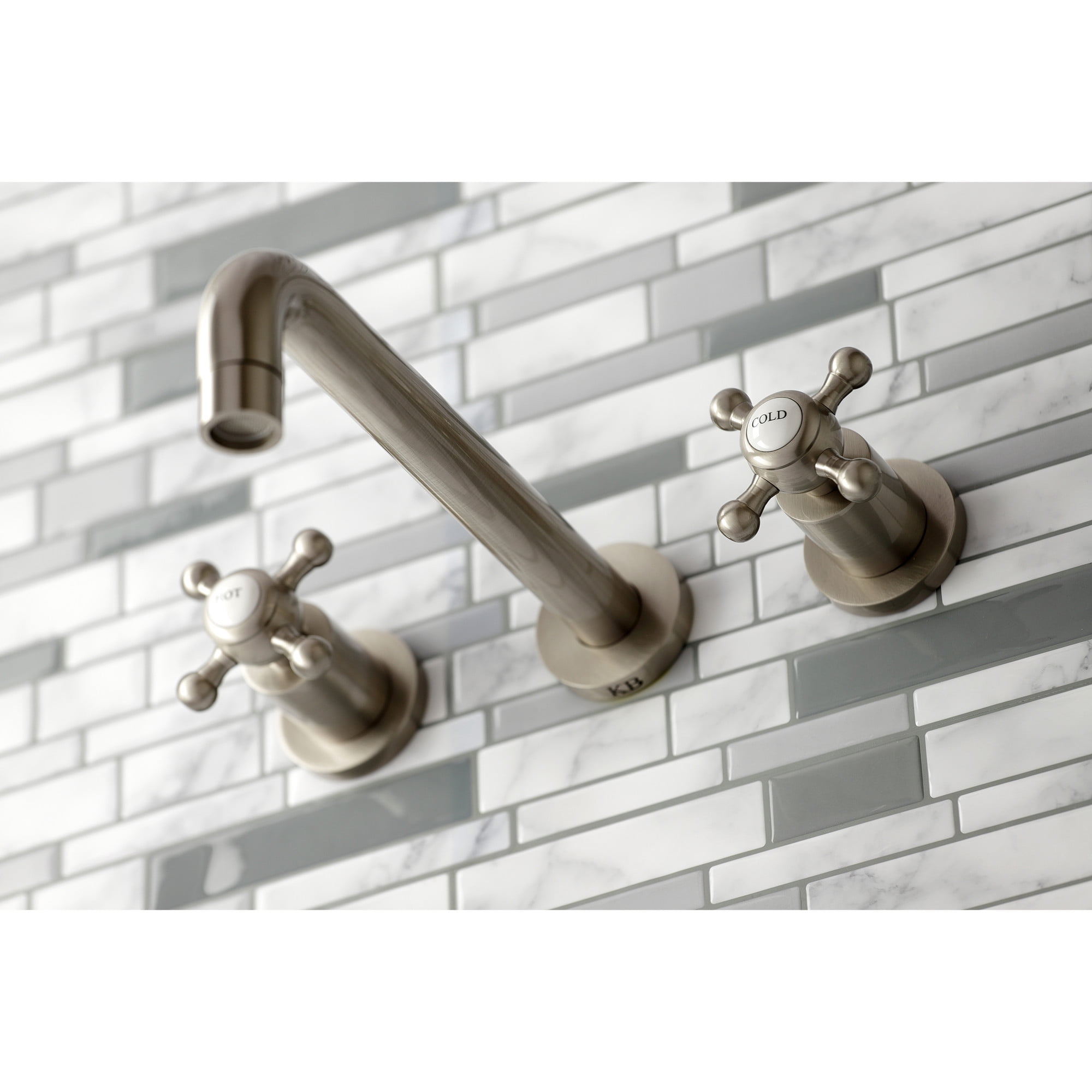 Kingston Brass KS8028BX Metropolitan Two-Handle 3-Hole Wall Mount Roman Tub Faucet in Brushed Nickel