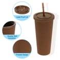 thumbnail image 3 of Vaso Acrílico con Tapa y Popote, Vasos Aislados de Doble Pared de 24 Oz, Vasos de Viaje Mate para Fiestas (Café Oscuro), 3 of 6