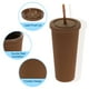 thumbnail image 3 of Vaso Acrílico con Tapa y Popote, Vasos Aislados de Doble Pared de 24 Oz, Vasos de Viaje Mate para Fiestas (Café Oscuro), 3 of 6