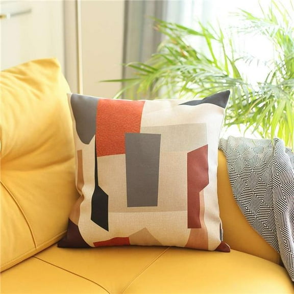 White & Orange Geometric Blocks Throw Pillow, Multi Color