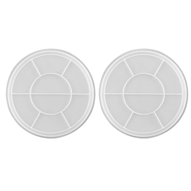 2 moldes de bandeja redonda para almacenamiento de resina epoxi de cristal, molde de fundición para regalo DIY
