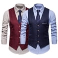 thumbnail image 5 of Joernso Pockets Removable White Strips Suit Vest Classic Solid Color Men Business Waistcoat Workwear, 5 of 8