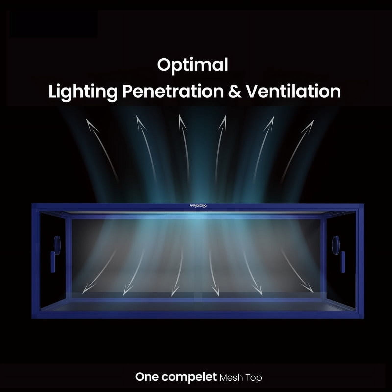 Phailozoo 85 Gallon Reptile Tank, Front Opening Reptile Enclosure, 48''x24''x18'', Dart Blue