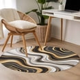 thumbnail image 5 of Black Golden Marble Large Area Rugs for Bedroom Living Room, Soft Non Slip Carpet Bedside Rug, Gray White Ombre Abstract Texture Round Floor Cover Kitchen Accent Rug 3.3' for Dining Room/Office, 5 of 9