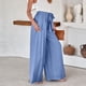 thumbnail image 5 of Pantalones Anchos Pantalones de pierna ancha casuales para mujer Pantalones largos de verano de moda con cordones (Azul S) Cgtredaw para Mujer Azul T M, 5 of 6