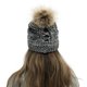 thumbnail image 4 of Gorro grueso de lana de punto cálido para mujer, gorro grueso con agujero para cola de caballo, gorro con botón, mezclas para soporte de máscaras, 4 of 8