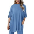 thumbnail image 7 of PRETTYGARDEN Women's 2 Piece Outfits Casual Short Sleeve Pullover Tops and Wide Leg Pants Lounge Sets Tracksuits, 7 of 7