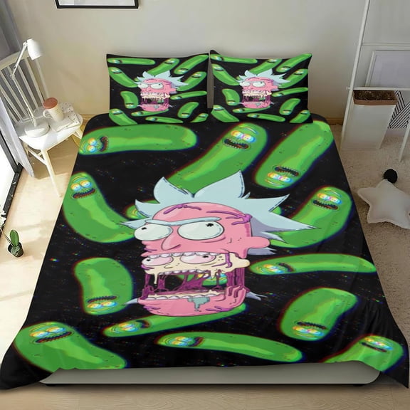 Funny Pickle Themed Bed Sheet Set Three Piece Set 53x79 Inches Comfortable And Skin Friendly Unique Design Creating A Star Studded Night Home Decor Gifts For Family Friends fans