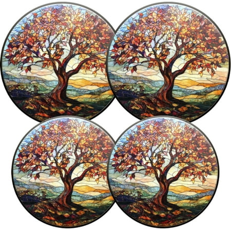 

Electric Stove Burner Covers 4 Pcs Round Gas Burner Cover 8 and 10 Inch tree of life with leaves