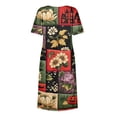 thumbnail image 6 of Women's Halloween Print Round Neck Casual Dress with Pockets Short Sleeve Loose Fit Midi Dress Plus Size for Daily Wear Autumn Outfit Green M, 6 of 6