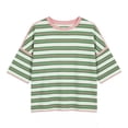 thumbnail image 6 of zbxnLI Oversized T Shirts for Women Casual Short Sleeve Tee Top Fashion Striped Baggy Tshirts Crew Neck Tops, 6 of 7