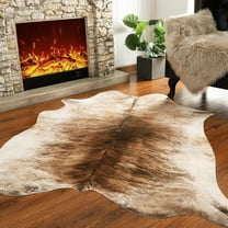 TWINNIS Cowhide Rug Faux Leather Rug Animal Print Rug, Carpet for Bedroom, Home Office, Living Room, Home Decor Mat,4.6ft×5.2ft,LE1-14