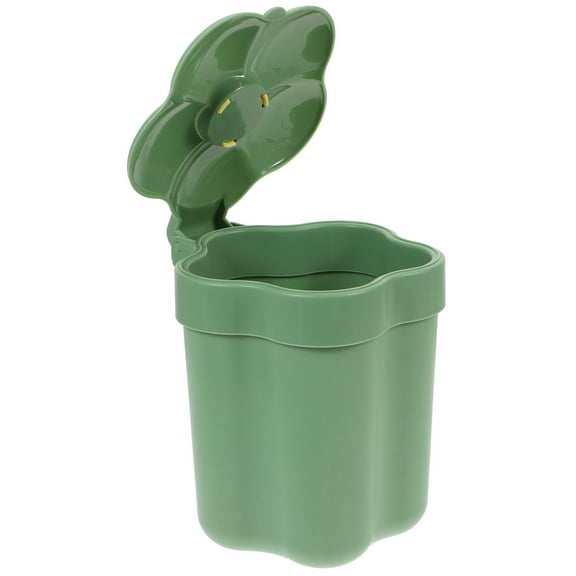 TEHAUX Green Plastic Decorative Trash Bin with Lid for Food Waste Storage Ideal for Home and Office Use 4.5L