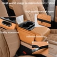 thumbnail image 3 of Multifunctional PU Leather Car Armrest Box Mat, 5-in-1 Center Console Cover with Storage Pockets, Cup Holder, Phone Slot & Tissue Organizer, Ergonomic Design for Sedans, 3 of 7