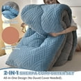 thumbnail image 4 of WOOW DEPOT Sherpa Reversible Full Queen Comforter 78.7" x 90.5", 1 PCS Heavy 8.82 lbs Warm Cozy, Velvet Quilted & Sheared Craft 3D Jacquard Blanket Machine Washable, Sky Blue, 4 of 9
