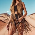 thumbnail image 4 of Fringe Vest for Women 60s 70s Hippie Vest Sleeveless Western Cowgirl Suede Tassel Leather Jacket Outerwear, 4 of 8