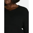 thumbnail image 4 of Terra & Sky Women's Plus V-Neck Pointelle Knit Sweater, Midweight, Sizes 1X-5X, 4 of 5
