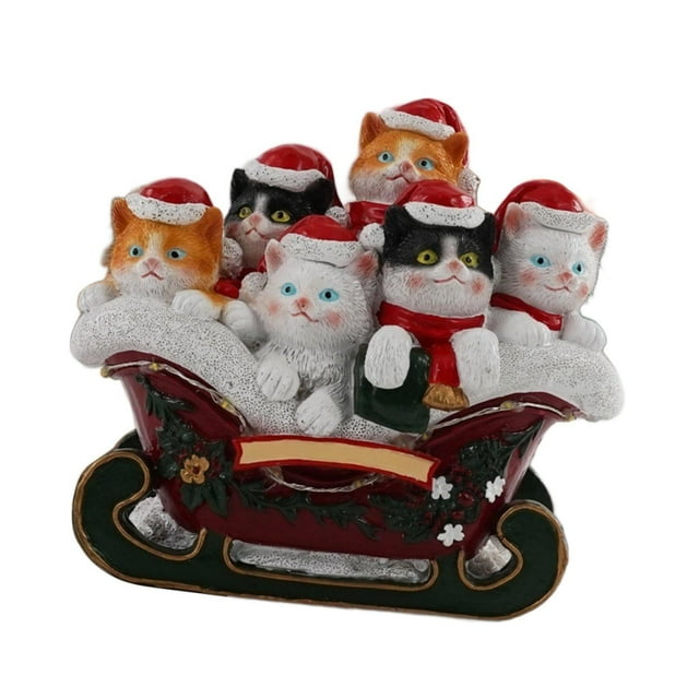 Estatua de gatito navideño iluminado, escultura de resina en miniatura, hermosa, hecha a mano 155 x 85 x 145 cm