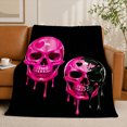 thumbnail image 2 of Neon Skull Pattern Flannel Fleece Blanket Modern Graphic Soft Plush Throw Blanket Bedroom Living Room SPXUBZ 60"x50", 2 of 5