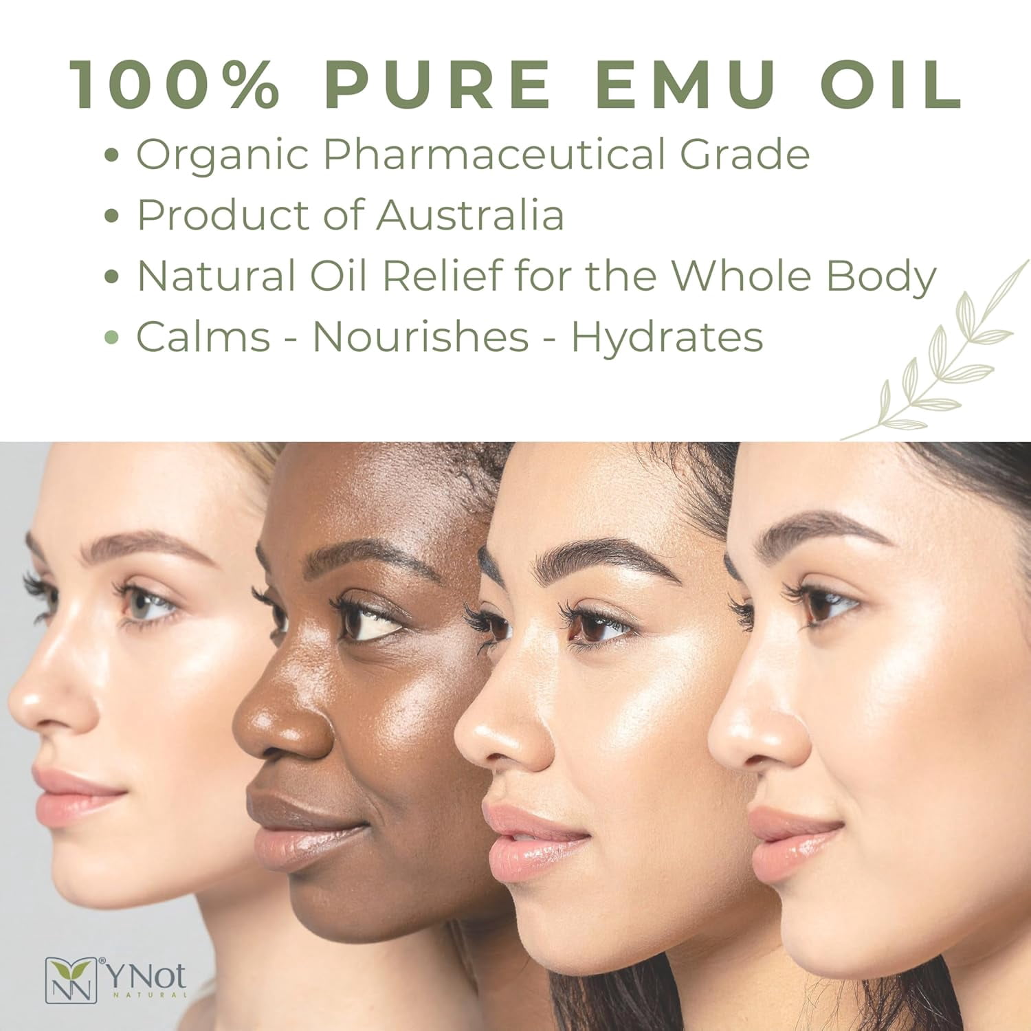Y-Not Natural Australian Emu Oil Moisturizing Body Oil, Blue Gum Eucalyptus, 100 mL (3.38 fl oz)
