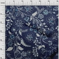 thumbnail image 3 of oneOone Velvet Dark Blue Fabric Jacobean Floral Sewing Material Print Fabric By The Yard 58 Inch Wide, 3 of 5
