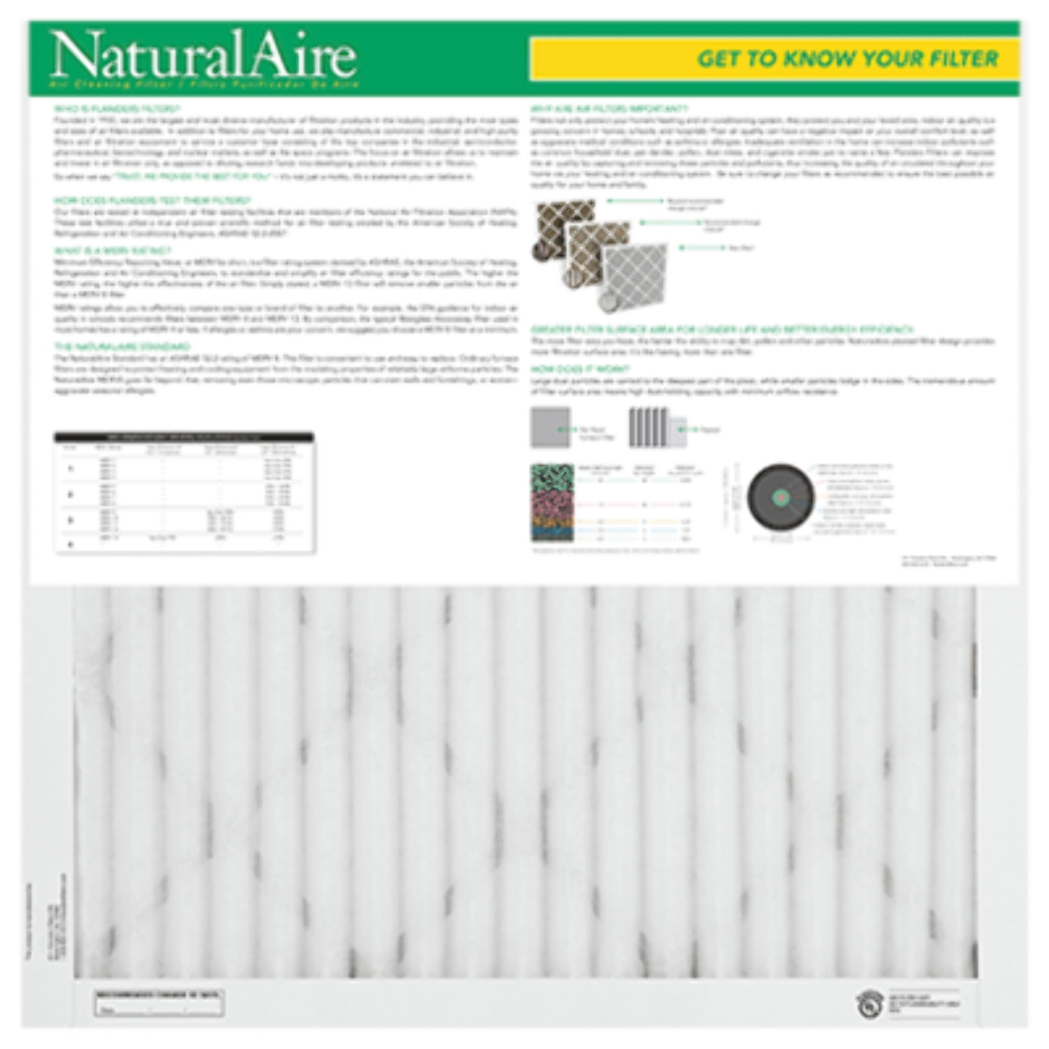 NaturalAire Standard Pleated HVAC Furnace/Air Filter, MERV 8, 18" x 20" x 1", 12-Pack