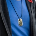 thumbnail image 3 of Black-Capped Chickadee Bird Songbird on Tree Branch Military Dog Tag Pendant Necklace with Cord, 3 of 5
