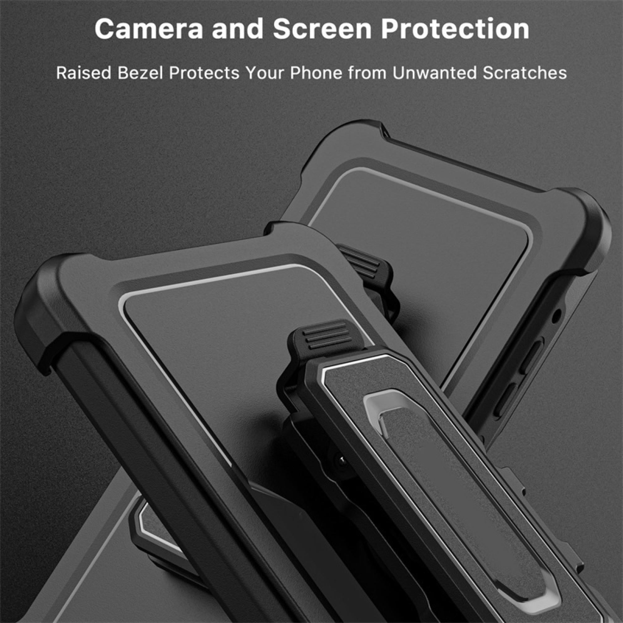 Heavy-Duty Case with Kickstand & Holster compatiable with Motorola Moto G Stylus 5G (2025) – Rugged Shock-Resistant Reflex Series, Black