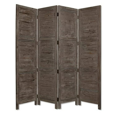 HomeRoots 274883 84 in. Gray Folding Four Panel Screen Room Divider
