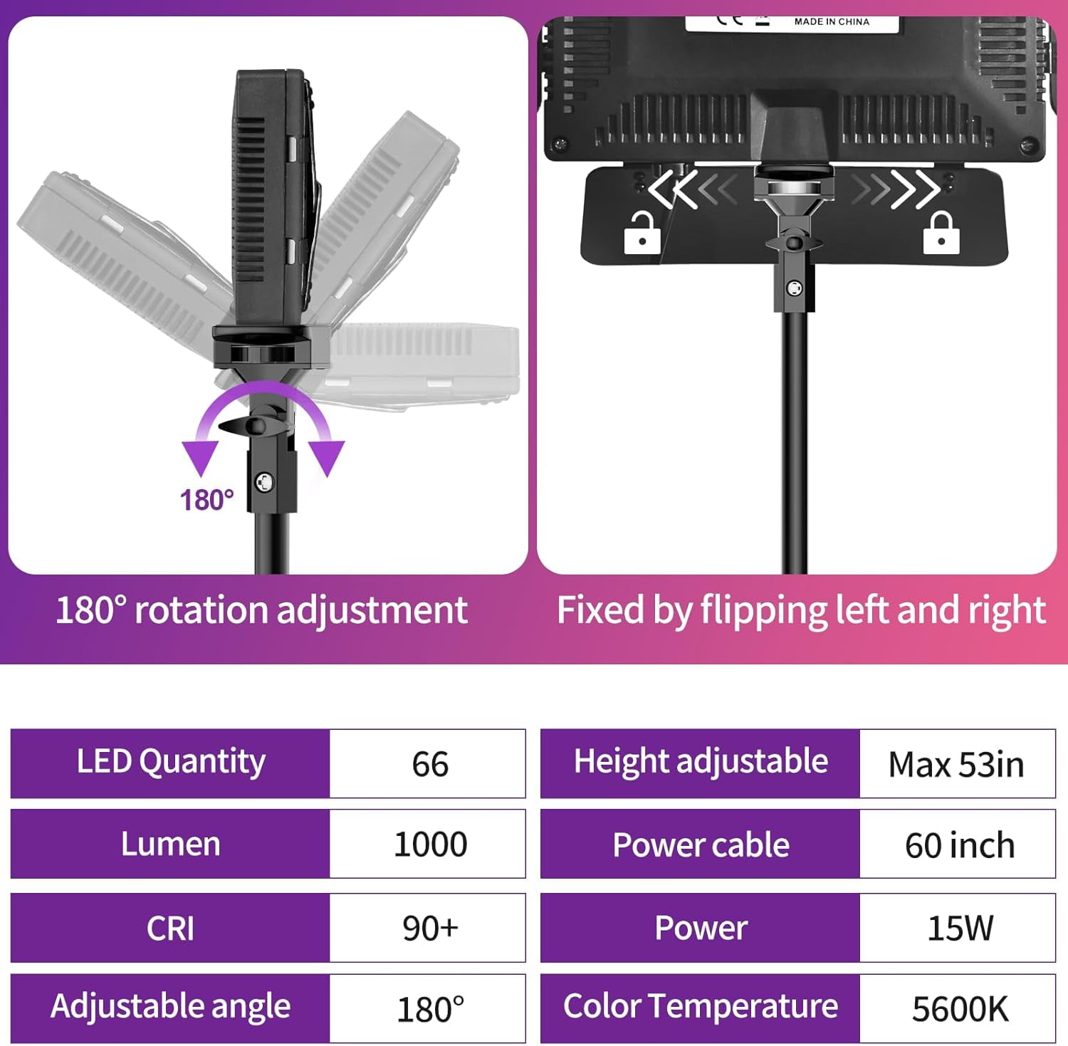EMART 2-Pack Bi-Color LED Studio Lights with 53" Adjustable Tripod, 9 Color Filters & 4 Baffles – Professional Lighting for Photography, YouTube, Gaming, Video Recording