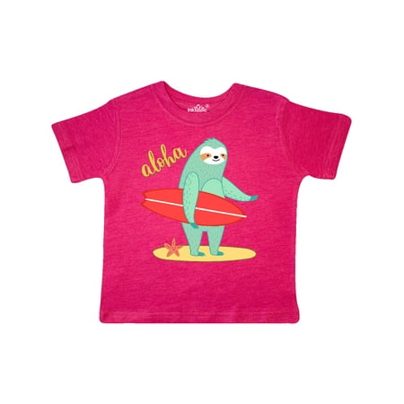 

Inktastic Beach Sloth Surfing Aloha Gift Toddler Boy or Toddler Girl T-Shirt