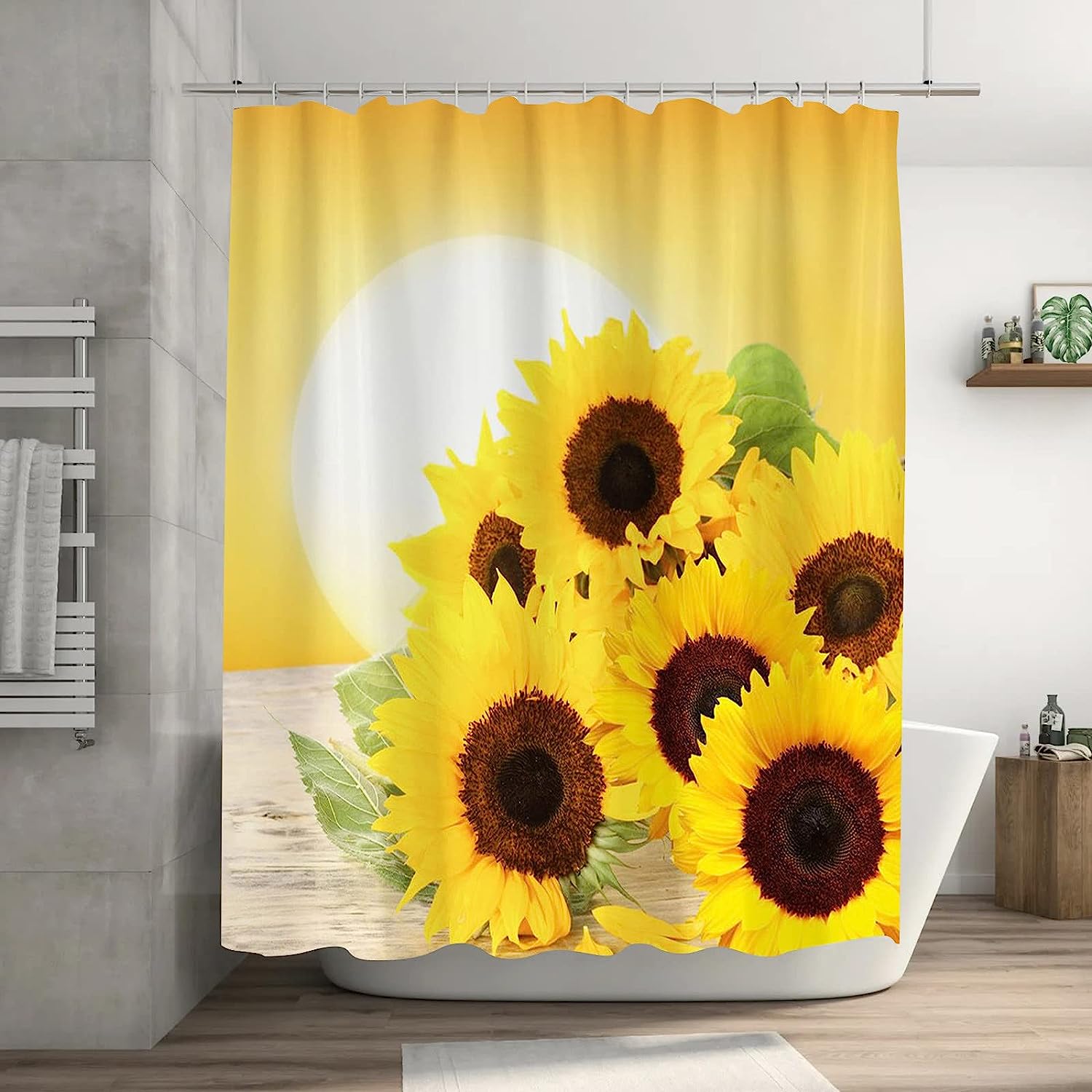SPXUBZ Bathroom Curtains Shower Sunflower Shower Curtain with Hooks
