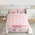thumbnail image 2 of jejeloiu Chic Dots Bowknot Bedding Comforter Set,Cute Cartoon Crown Twin Comforter Sets,Pink Ribbon Bowtie Bedding Set For Kids,Breathable Home Decor Reversible,2 Pieces, 2 of 8
