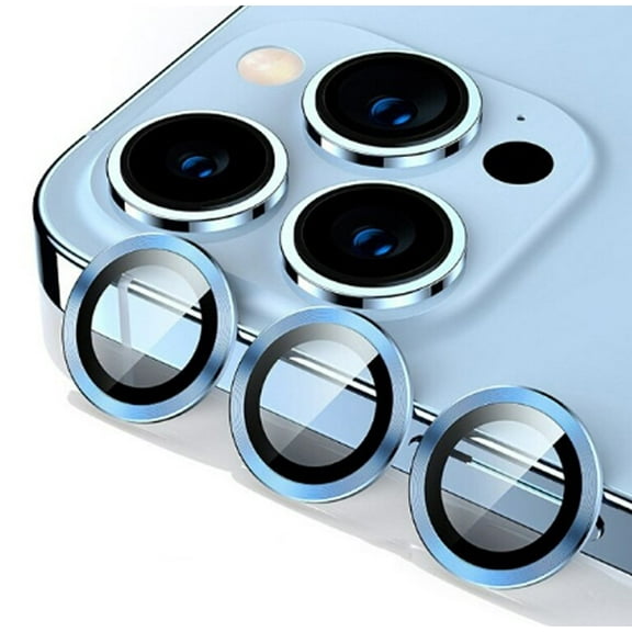 For iPhone 13 Pro/13 Pro Max - A Set of 3 Blue Glass Camera Lens Protectors
