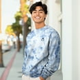 thumbnail image 4 of Dalix Smile Face Embroidered Washed Crewneck Sweatshirt Long Sleeve Fleece Cotton Mens in Tie Dye Blue L Large, 4 of 5