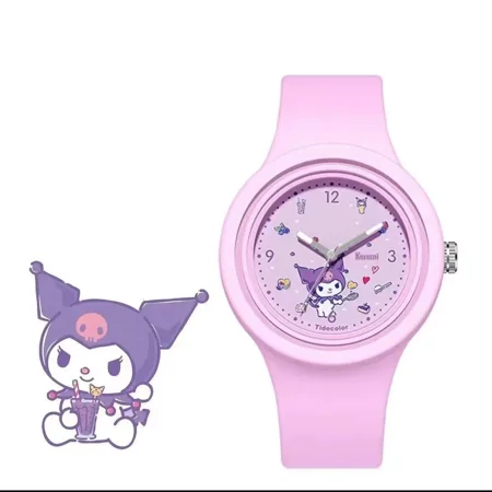 New Sanrio Watch Kuromi Hello Kitty Cinnamon Silicone Strap Quartz Casual Cartoon Melody Watch Children s Growth Girl Birthday G