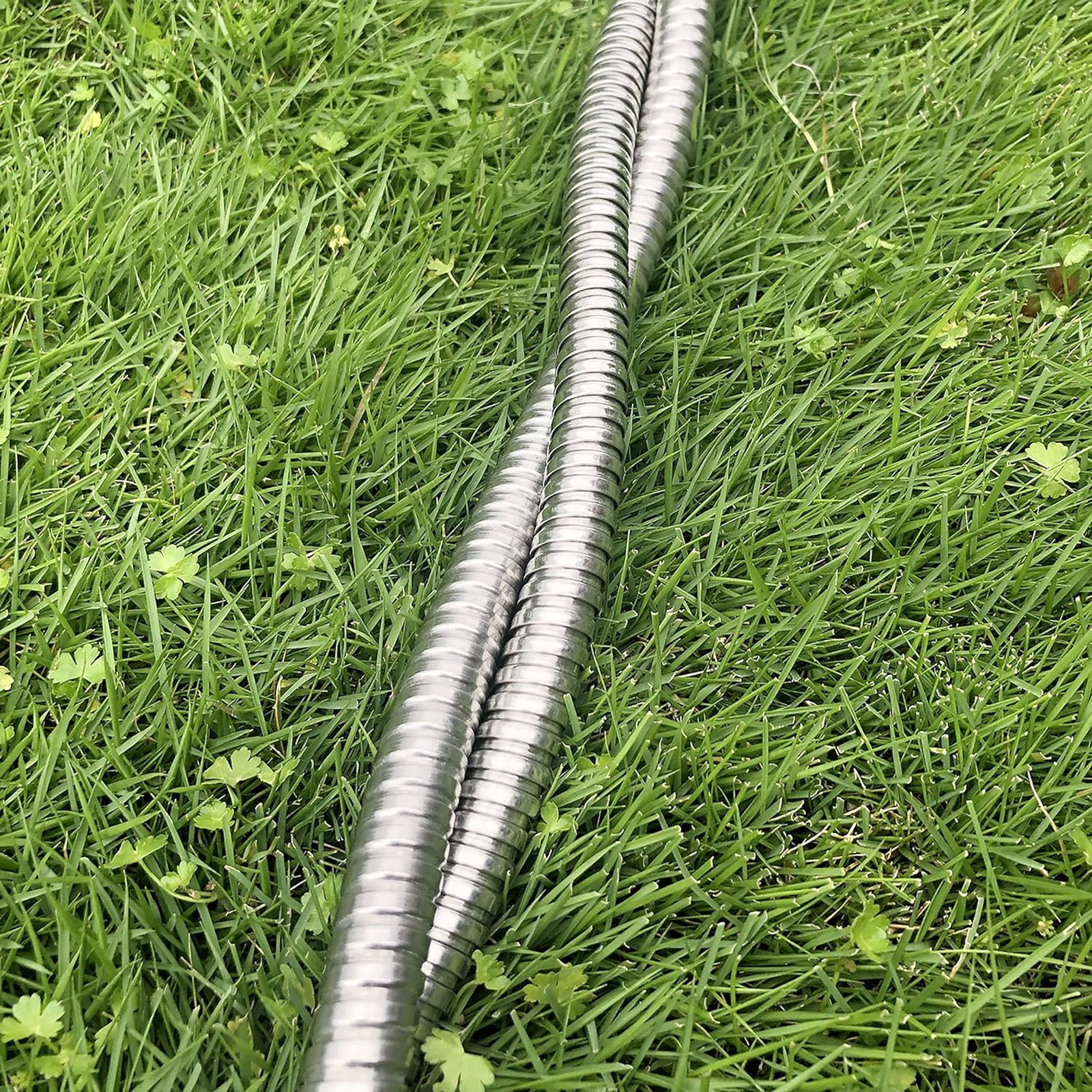 2Pcs 5Ft Short Garden Hose 304 Stainless Steel Garden Leader Hose with Female to Female Connector Leakproof Outdoor Flexible Water Hose