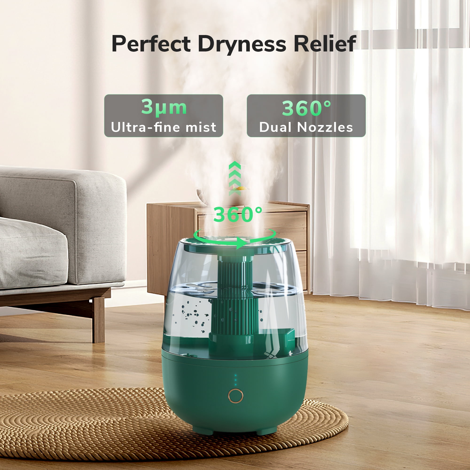 RAPOBRIX 6.8L Cool Mist Humidifier for Bedroom - 32-Hour Runtime