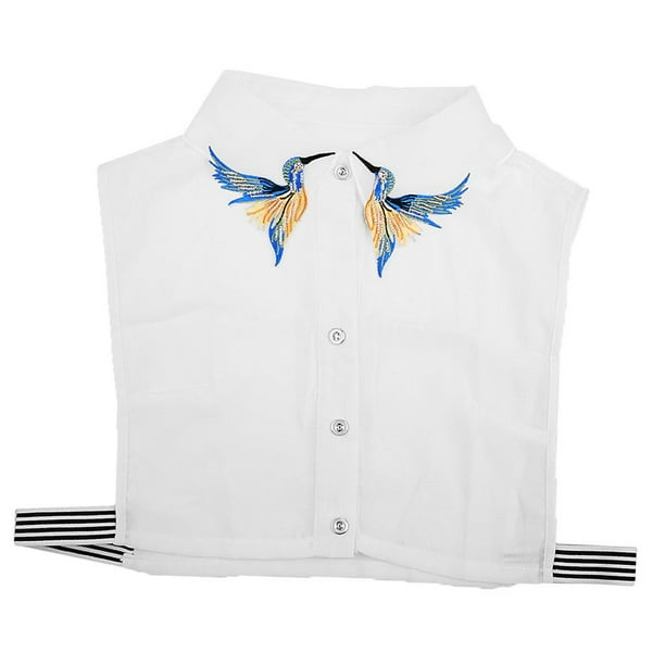 Blusa falsa extraíble con cuello falso para mujer, bordada, de 7 mitades, n. degree 7 Media camisa