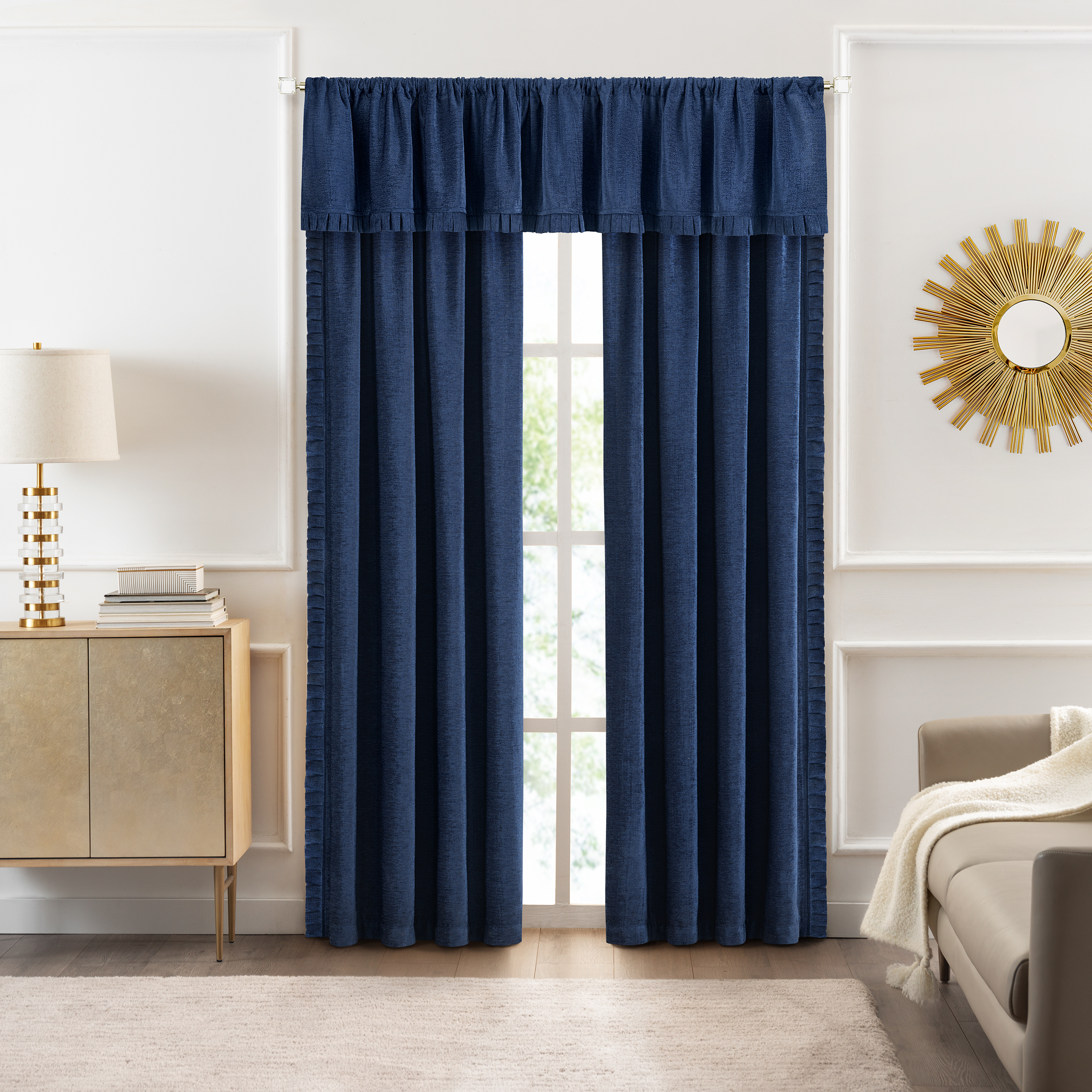 Achim Bordeaux Indoor Polyester Light Filtering Solid Curtain Panel, Navy, 52-in W x 63-in L - image 2 of 7