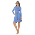 thumbnail image 4 of Denim X-Large Size Women's Long Sleeve Midi Cocktail Dress, Round Neck, Sexy, for Formal, Wedding Guest, Party, 4 of 6