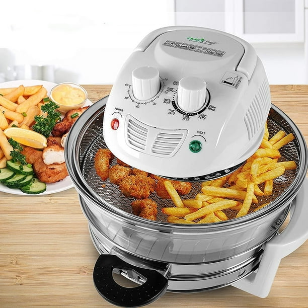 NutriChef Air Fryer Infrared Convection Oven Halogen Oven Countertop Healthy Cooking Stainless Steel 13 Quart 1200W Prepare Quick Healthy Meals Great for French Fries Chips White Walmart Business Supp...