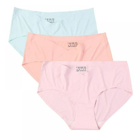 

Women s V-shaped Low-rise Maternity Briefs Comfortable Traceless Ice Silk Maternity Panties(3-Packs)