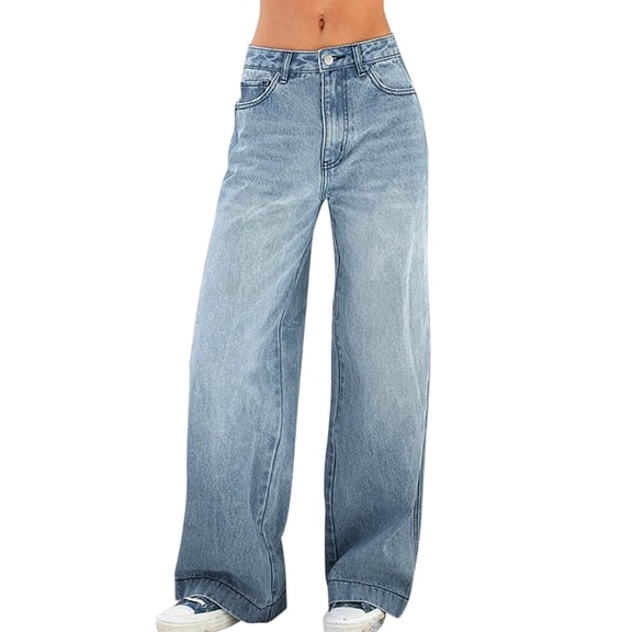 LWavelet Womens High Waisted Wide Leg Jeans Loose Fit Daily Casual Denim Pants Light Blue XL