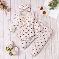 thumbnail image 2 of NOLDARES Infant Baby Girls Outfit Sets Ruffle Long Sleeves Romper Tops Bowknot Pants with Headband 3pcs Baby Girls Pant Sets,White,9-12 M, 2 of 6