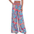 thumbnail image 2 of Wide Leg Pants Woman Summer Smocked Waist Floral Pant Wear Spring Beach Vacation Clothes for Women Red & Blue XXL, 2 of 9