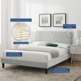 thumbnail image 4 of Platform Bed Frame, King Size, Velvet, Light Grey Gray, Modern Contemporary Urban Design, Bedroom Master Guest Suite, 4 of 10